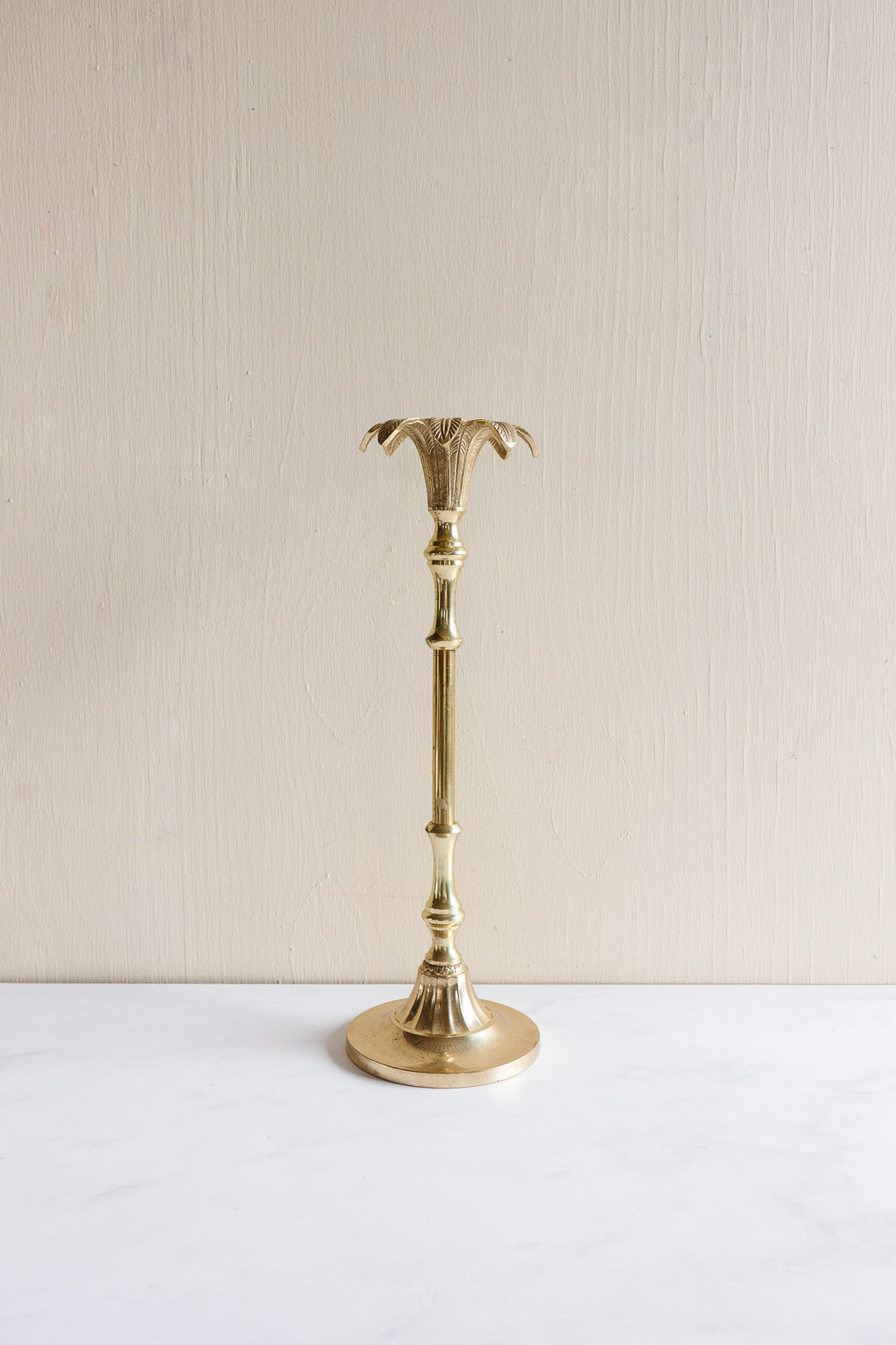 vintage Italian brass palm leaf candlestick