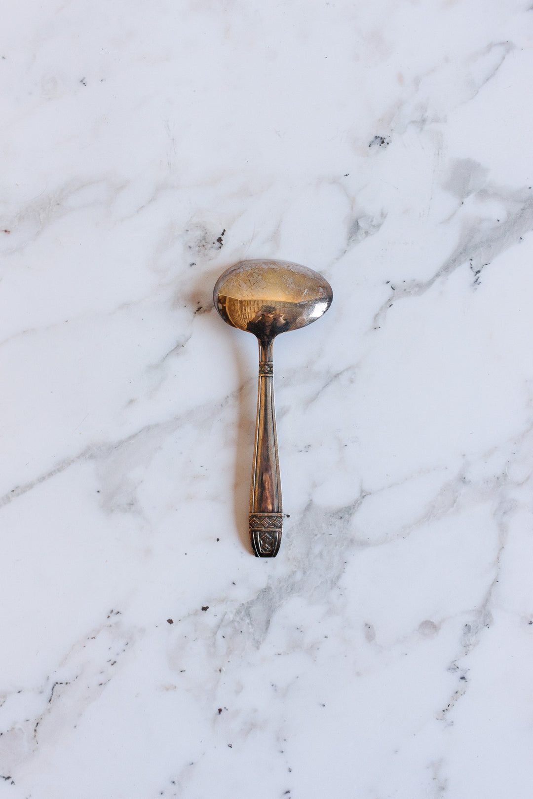 vintage French silver gravy plate and spoon