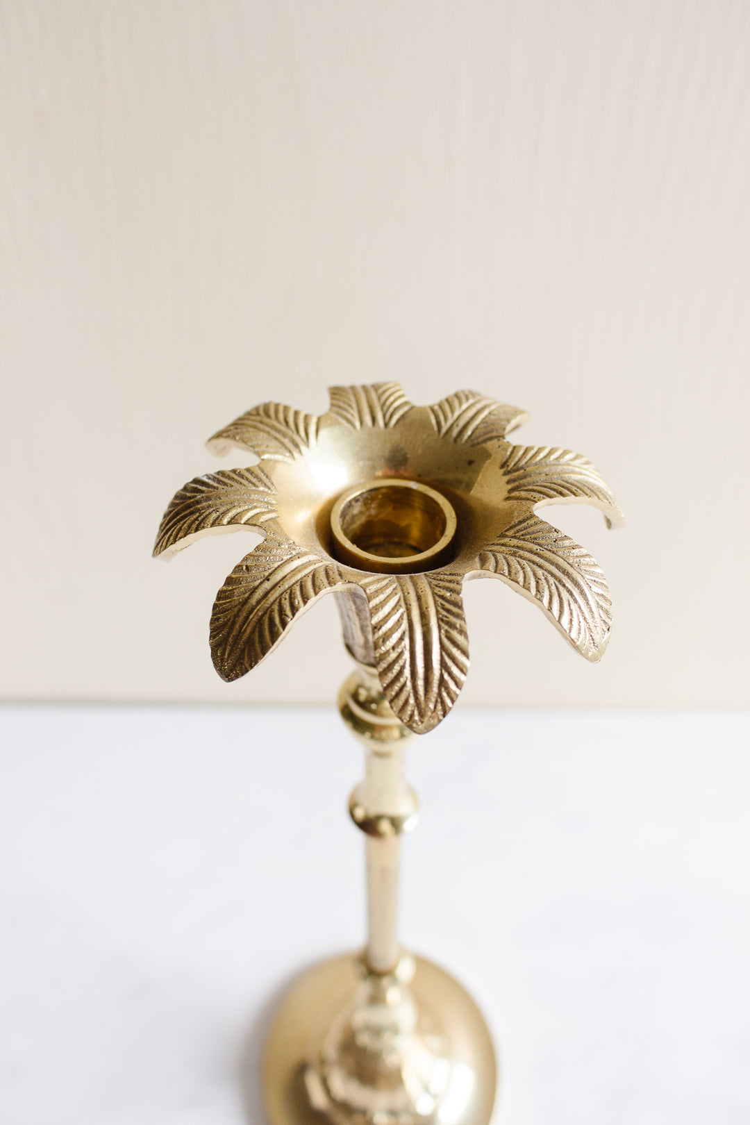 vintage Italian brass palm leaf candlestick