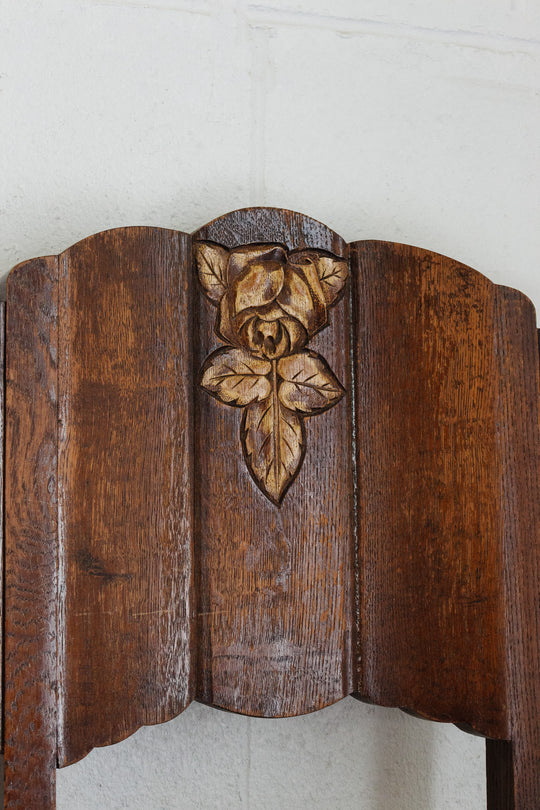 set of 6 floral carved art deco wood chairs
