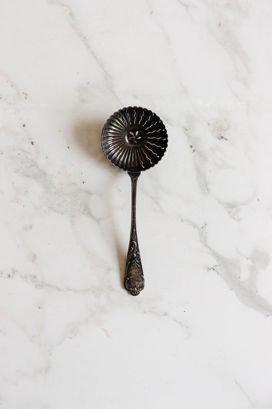 antique french monogrammed "N" sugar sifting spoon