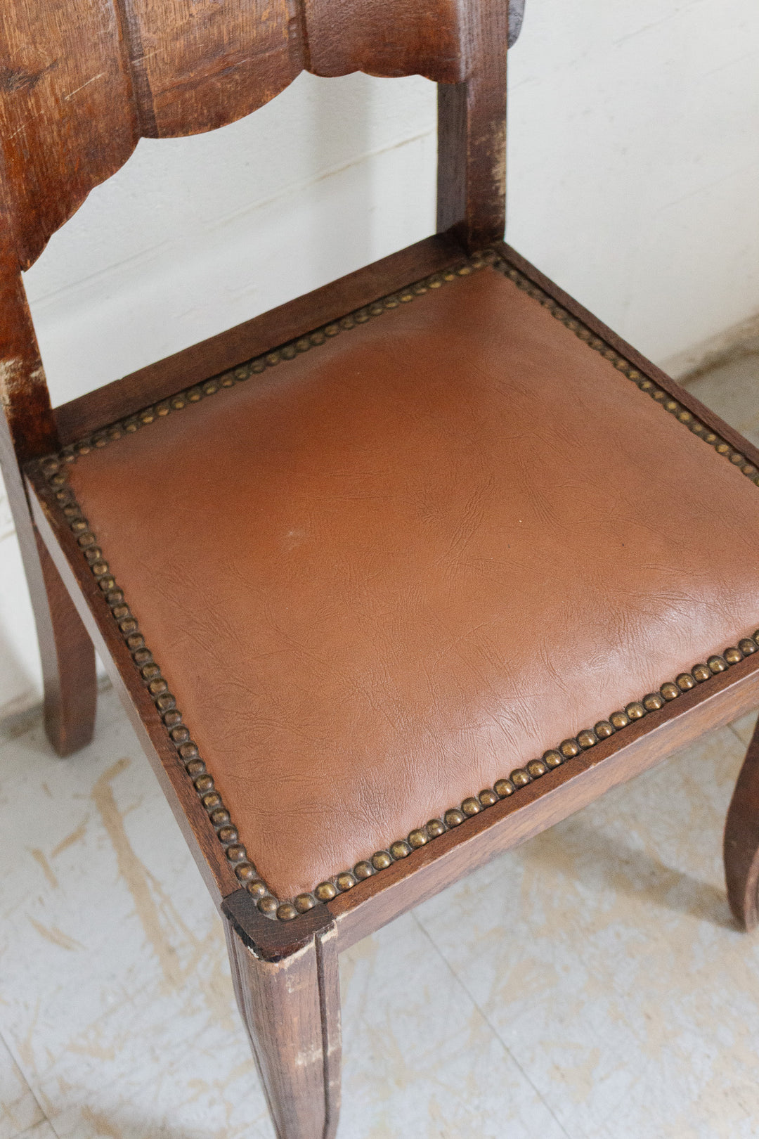 set of 6 floral carved art deco wood chairs
