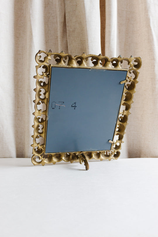 vintage french gilt cast iron standing mirror
