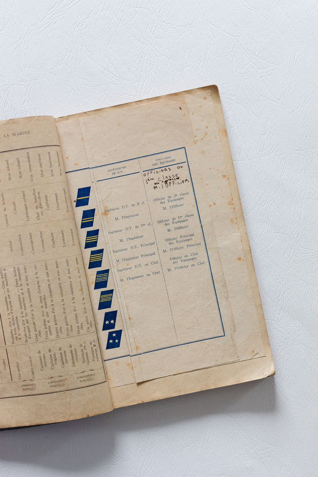 original 1952 French navy recruit manual issued by the république française, marine national