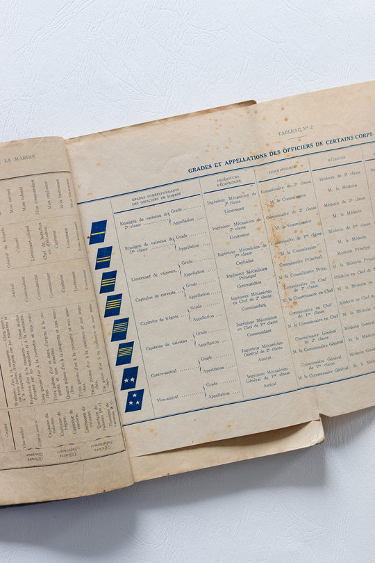 original 1952 French navy recruit manual issued by the république française, marine national
