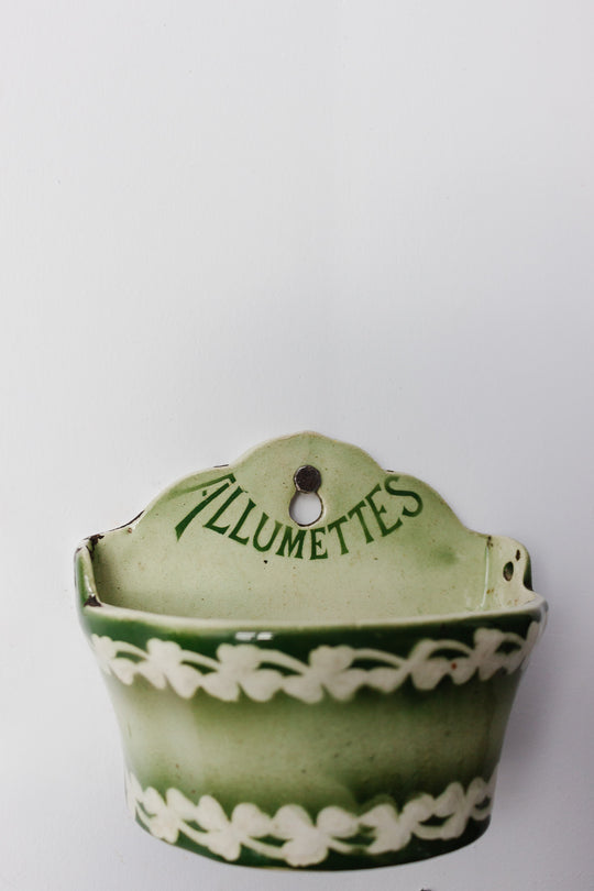 vintage french hand painted porcelain "alumettes" holder