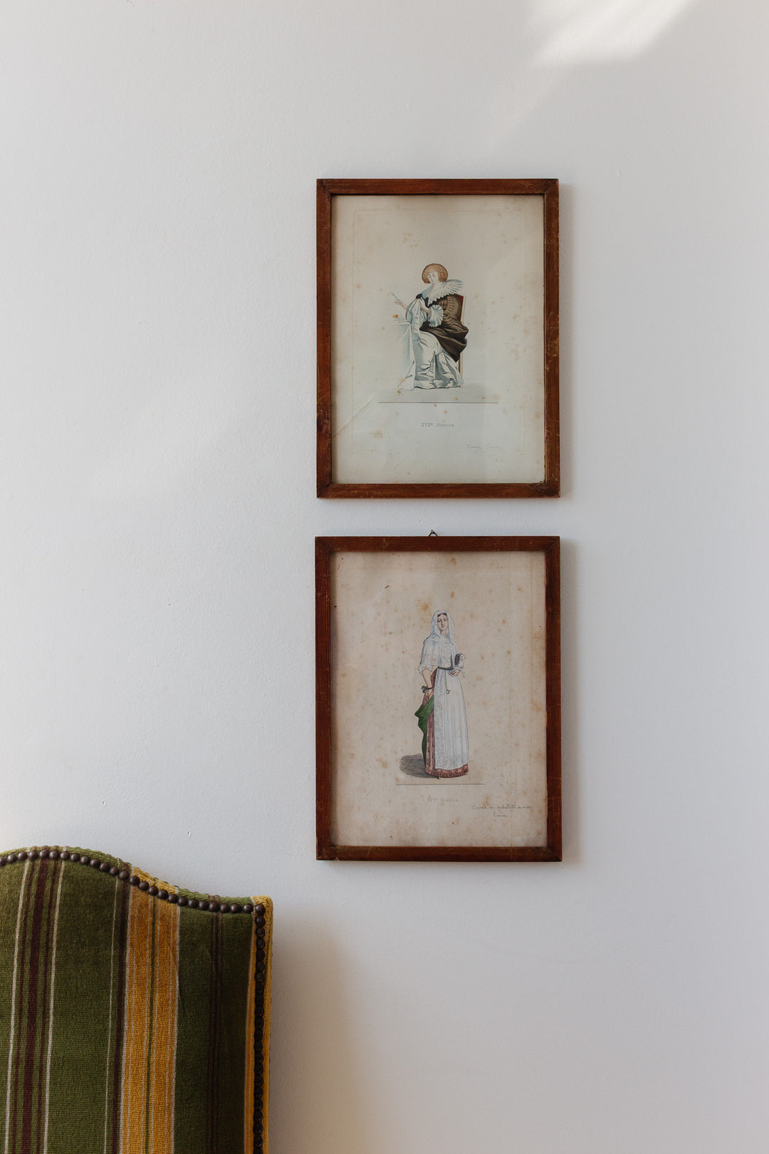 Pair of hand coloured lithographs with hand written note backing circa 1825 to 1890