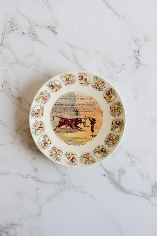 antique french sarreguemines "espagne" talking plate