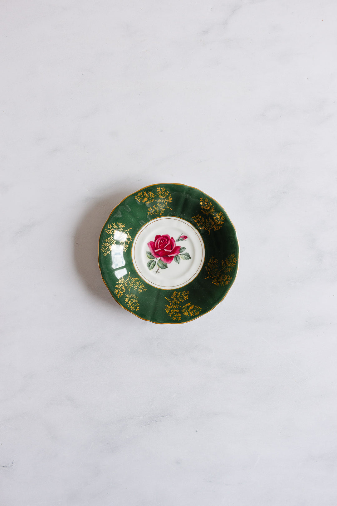 vintage adderley teacup forrest green rose teacup