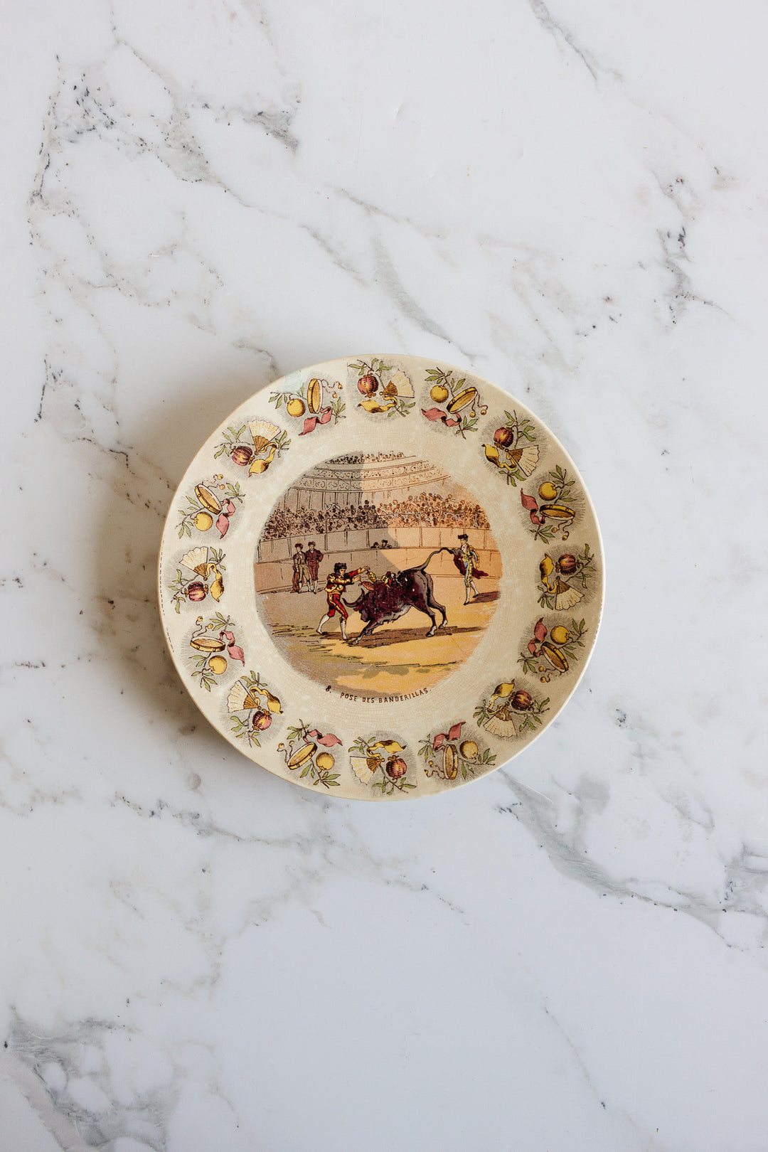 antique french sarreguemines "espagne" talking plate