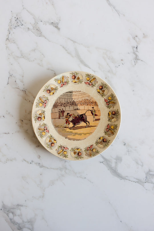 antique french sarreguemines "espagne" talking plate