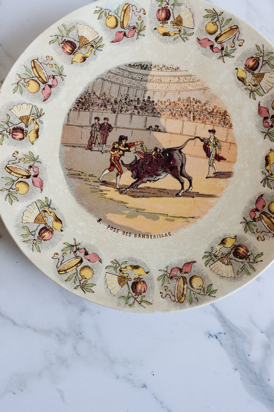 antique french sarreguemines "espagne" talking plate