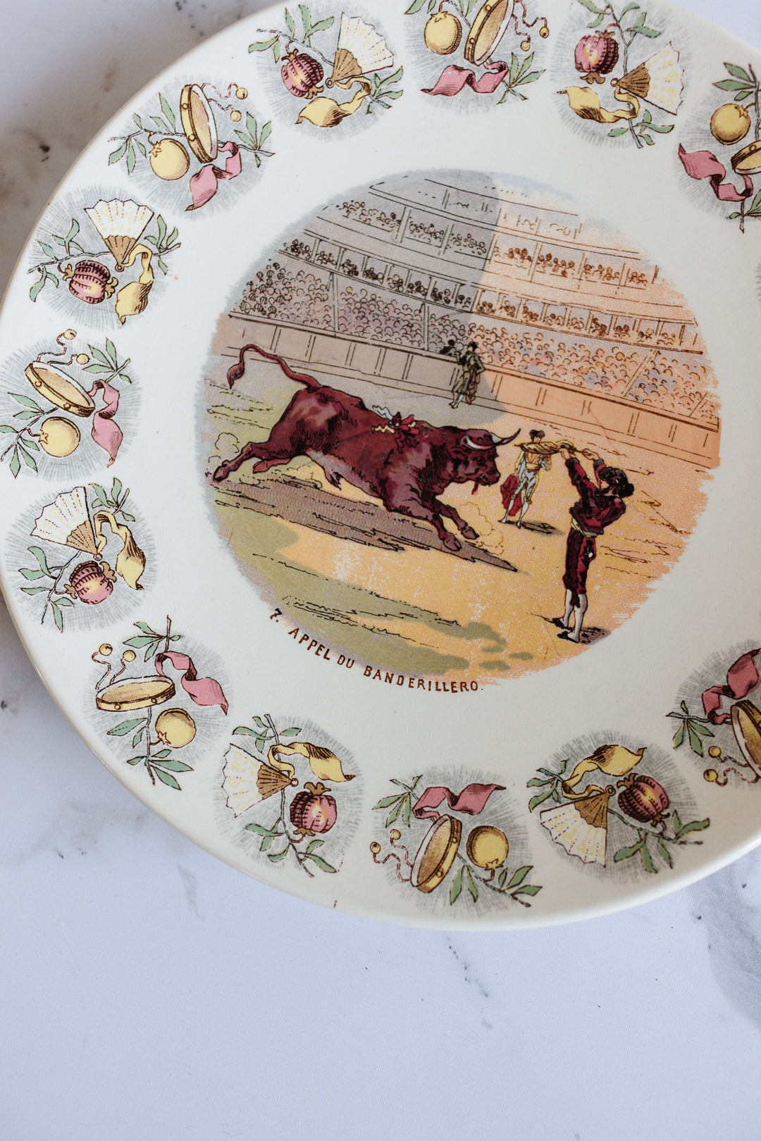 antique french sarreguemines "espagne" talking plate