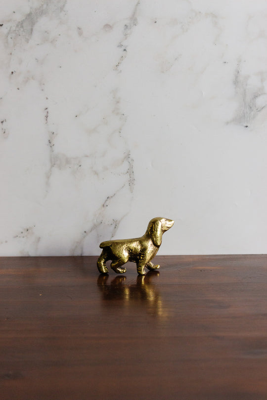 pair of vintage french brass dog figurines