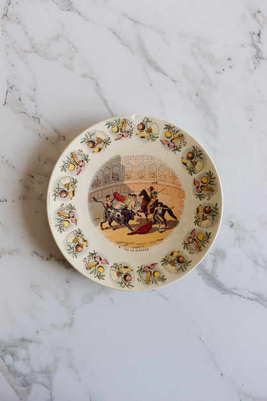 antique french sarreguemines "espagne" talking plate