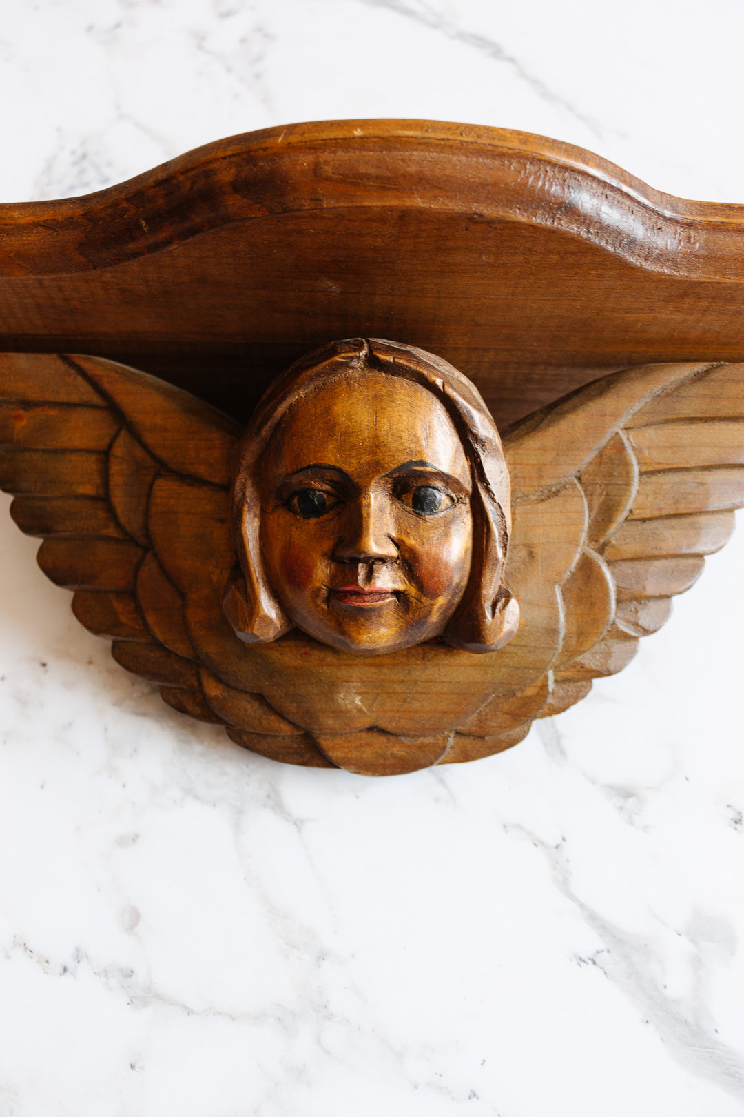 antique hand carved putti wall shelf