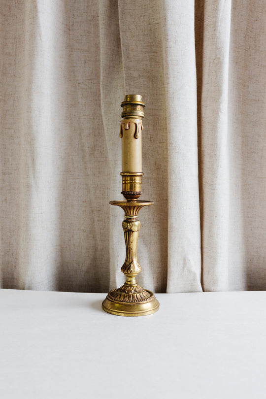 vintage french candlestick gilt lamp