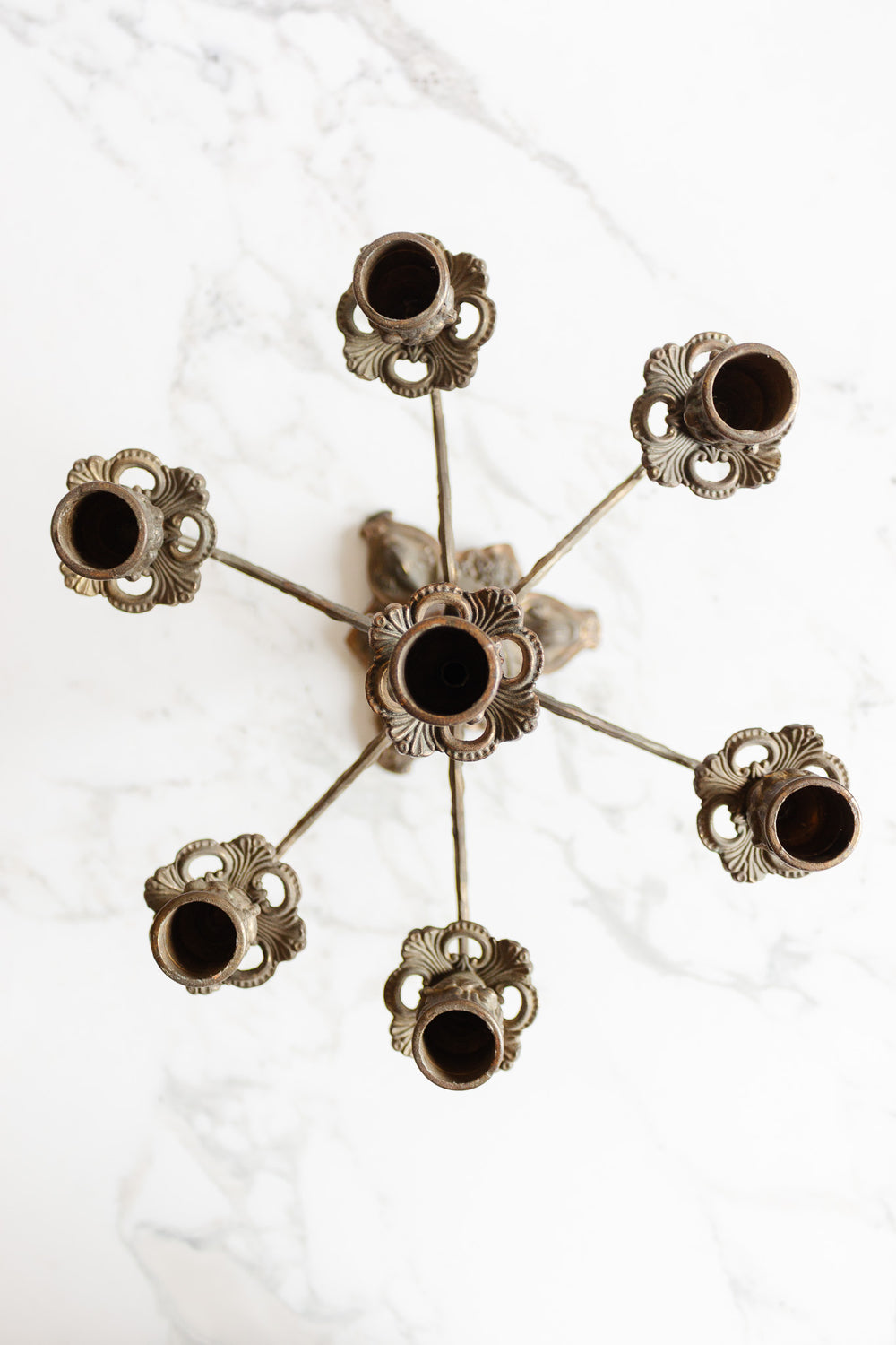 vintage french ornate brass 7 arm candleabra