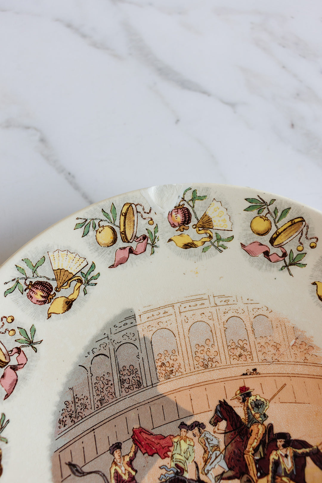 antique french sarreguemines "espagne" talking plate