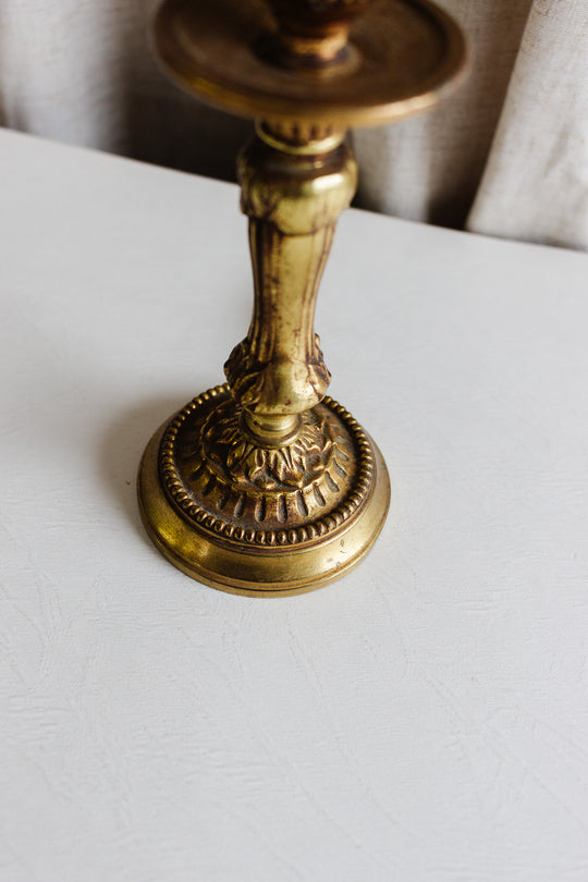 vintage french candlestick gilt lamp