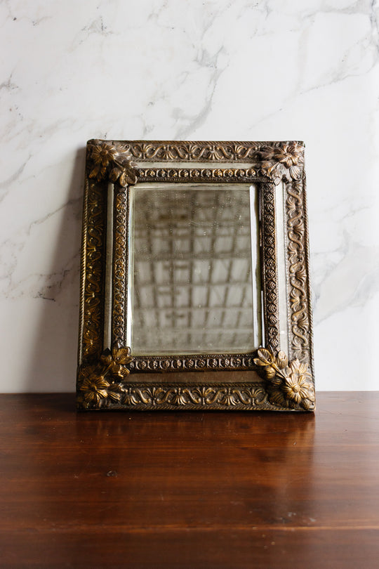 antique french repousse mirror