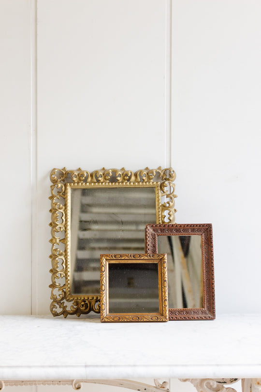 antique french "petit" hand carved mirror