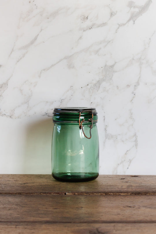 quintessentially french vintage green canning jar