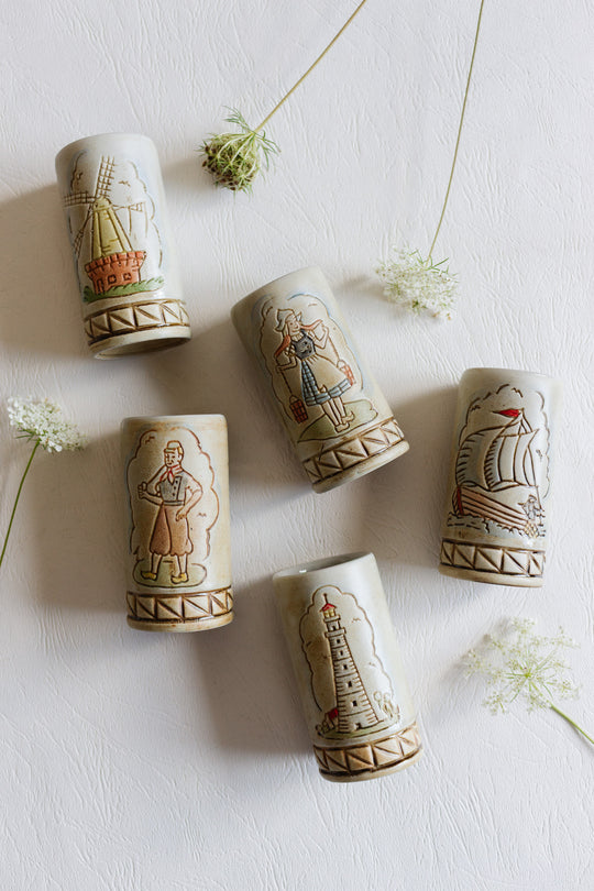set of 5 1970s ceramarte liqueur glasses