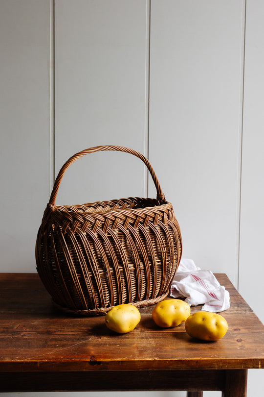 large antique french woven basket