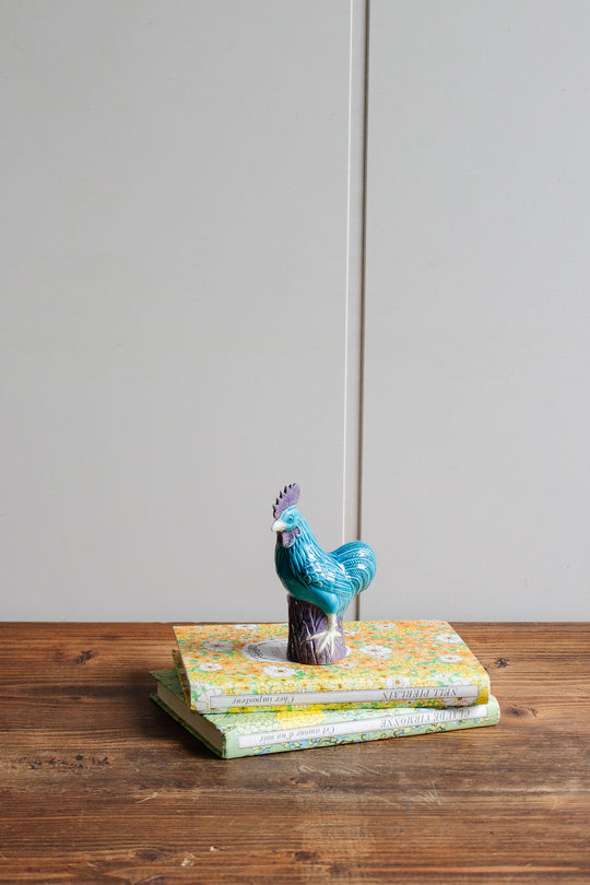 vintage french majolica rooster figure