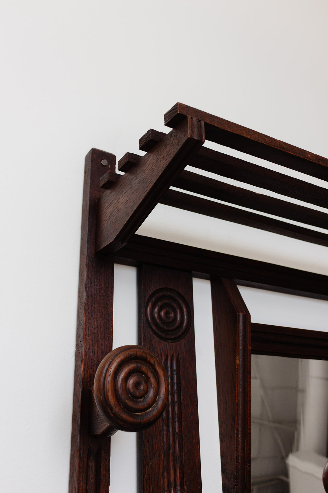 1940s art deco wall mounted coat rack with mirror