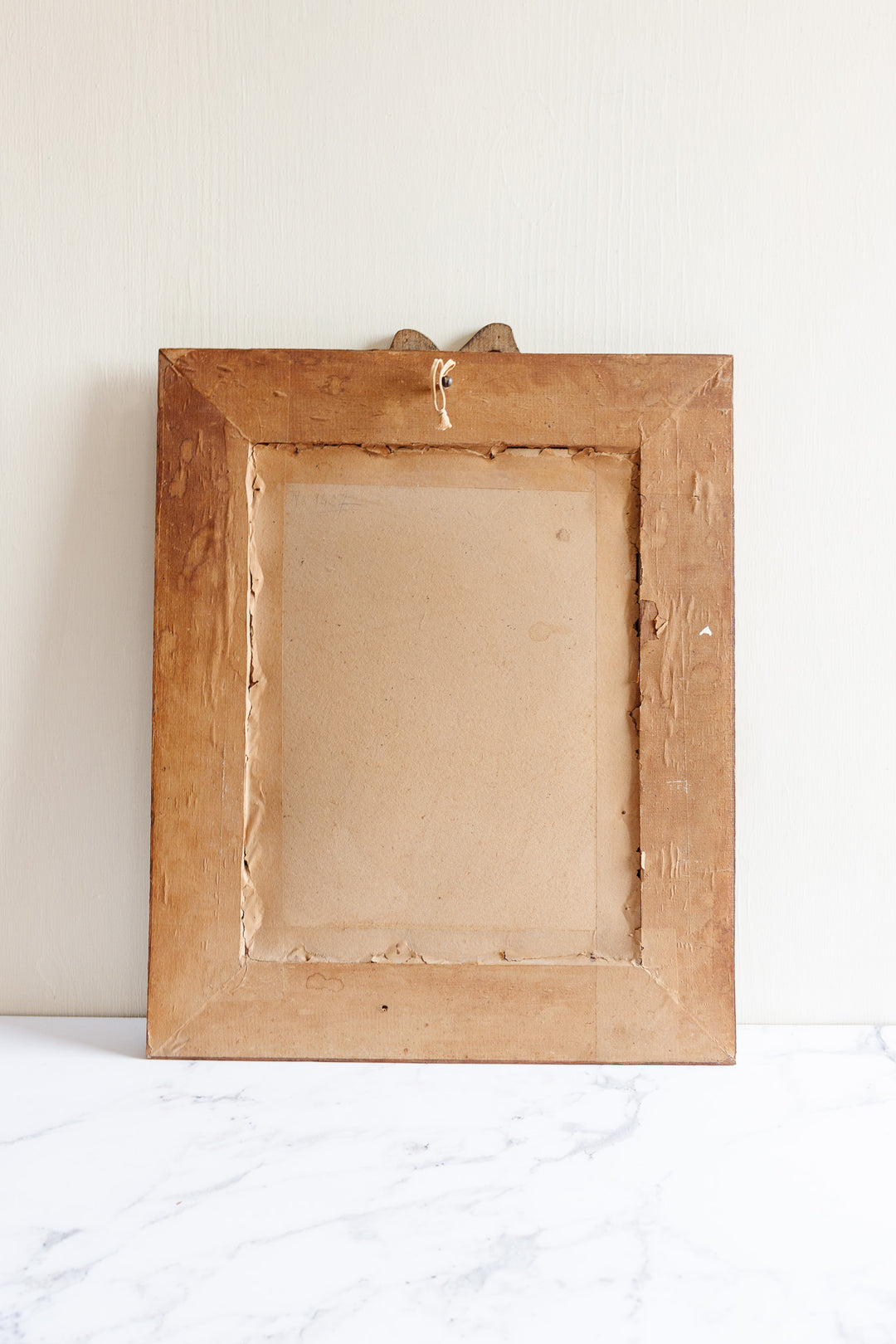 antique French carved oak mirror with Louis XVI style bow cornice