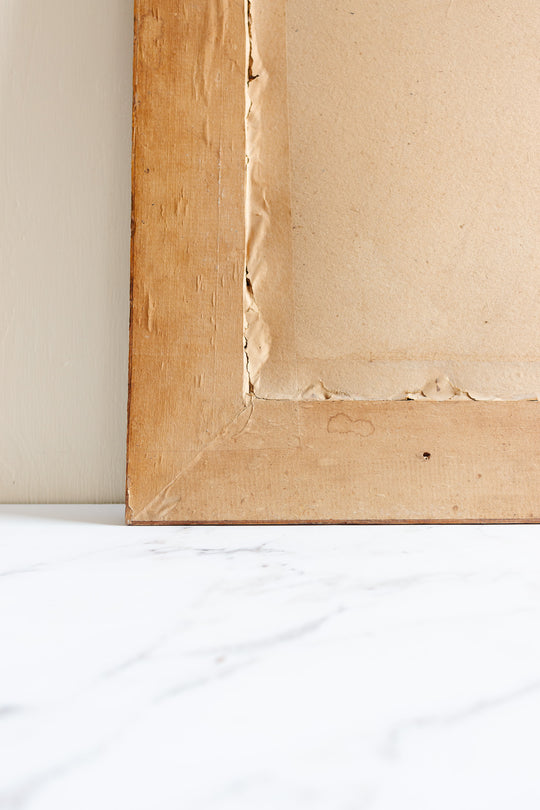 antique French carved oak mirror with Louis XVI style bow cornice