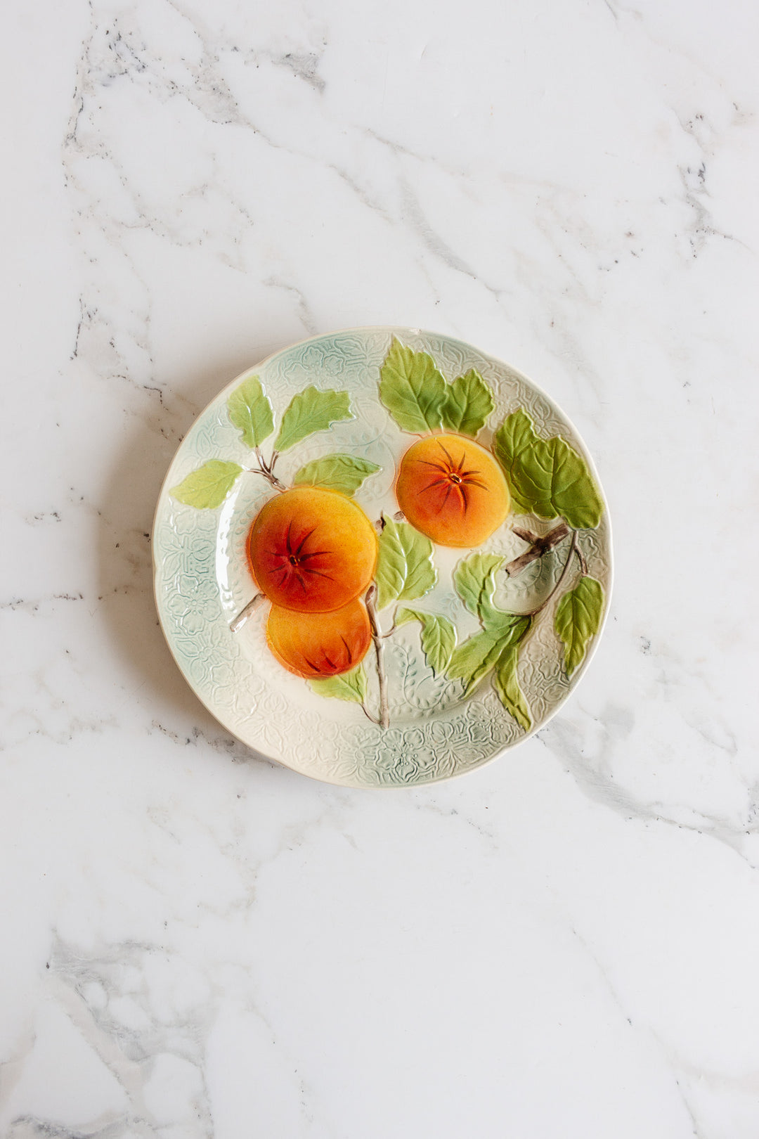 antique french sarreguemines majolica dish set