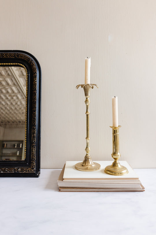 vintage Italian brass palm leaf candlestick