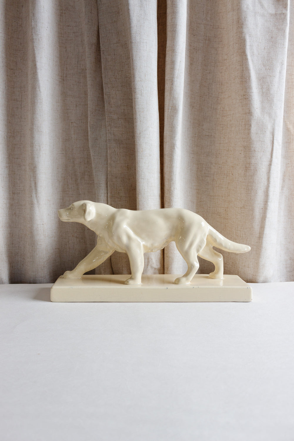 vintage french Odyssey Ivory ceramic retriever
