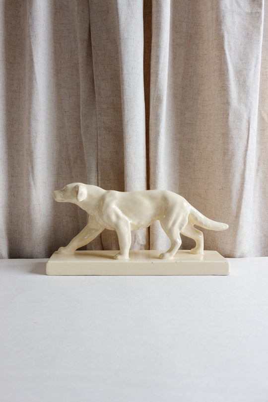 vintage french Odyssey Ivory ceramic retriever