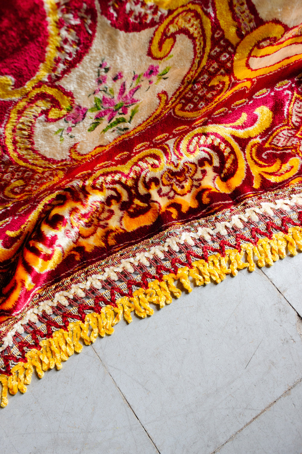 midcentury italian velvet wedding bed spread