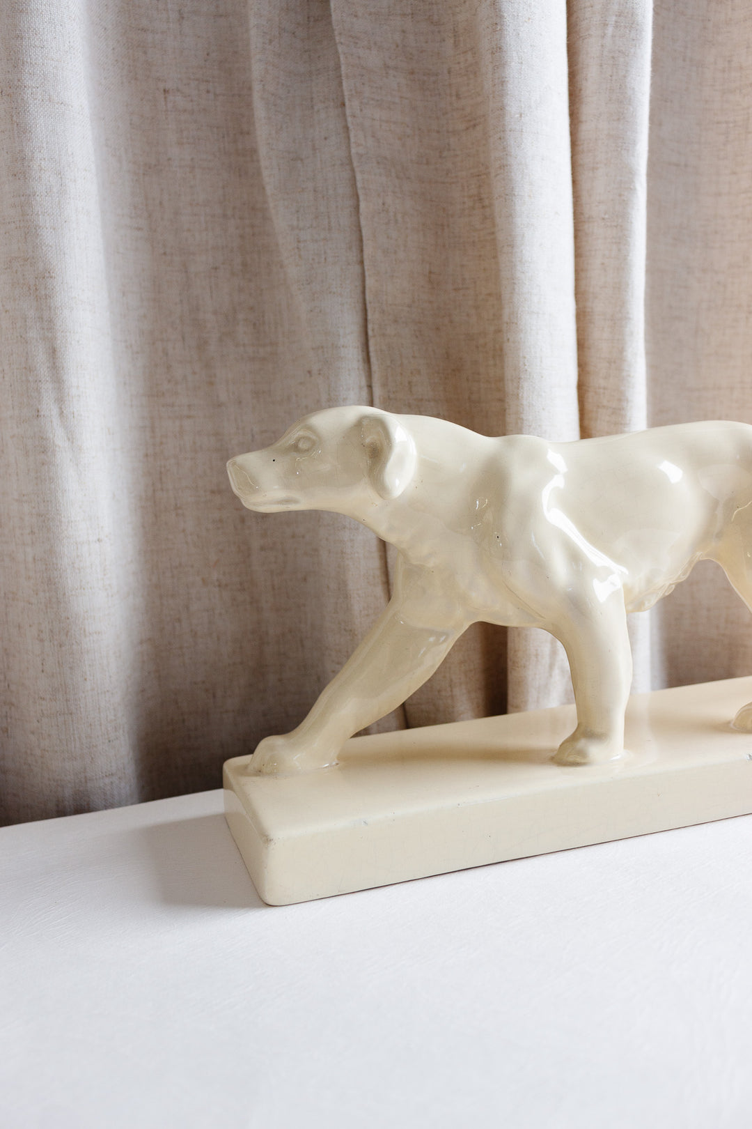 vintage french Odyssey Ivory ceramic retriever