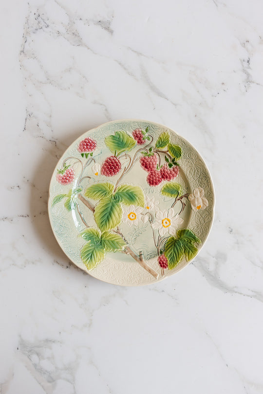 antique french sarreguemines majolica dish set
