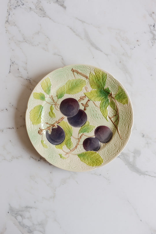 antique french sarreguemines majolica dish set