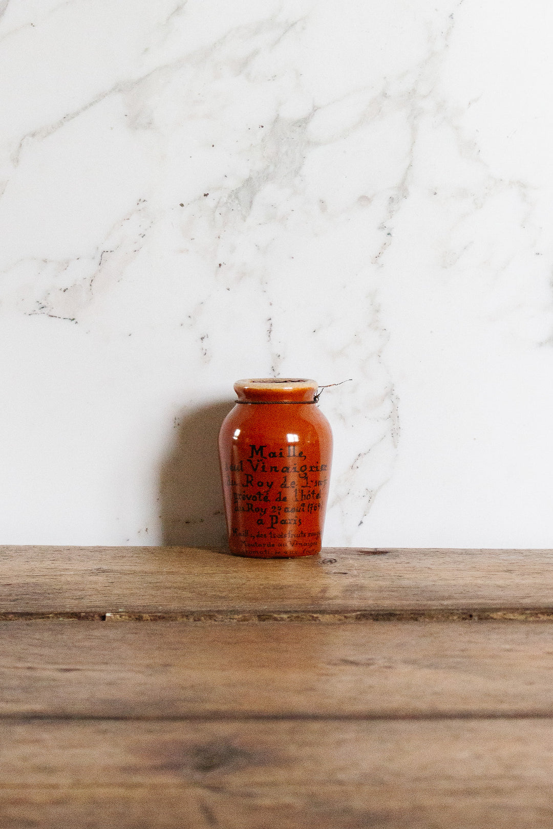 vintage french mustard jar with hand written typography