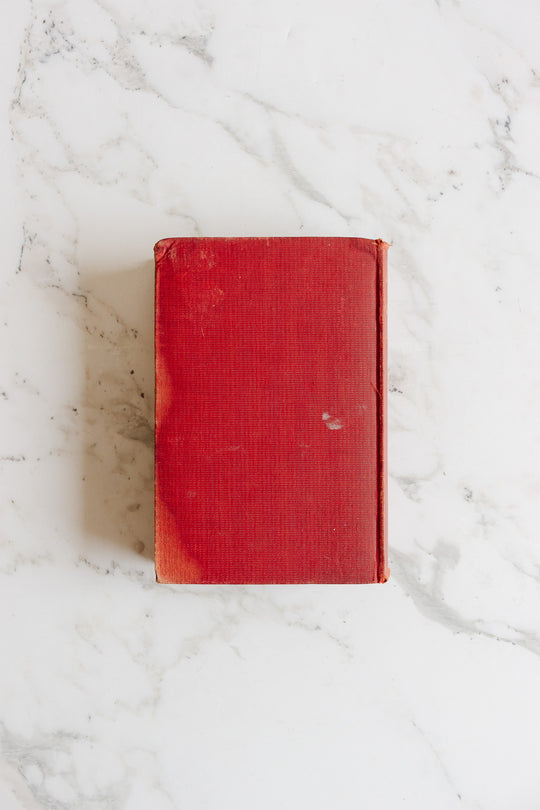 vintage english trio of hardcover books, shades of red