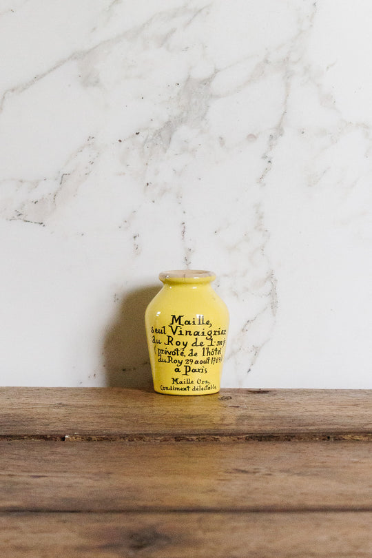 vintage french mustard jar with hand written typography