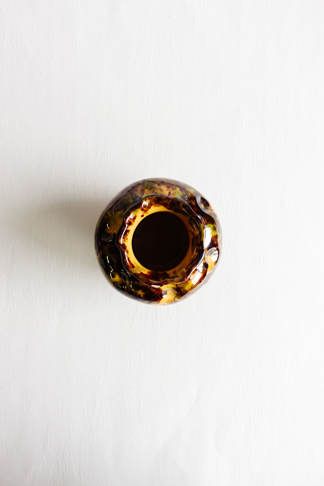 antique french artisan made crimped vase