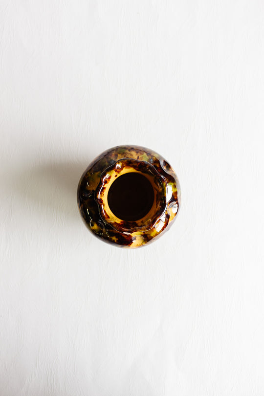 antique french artisan made crimped vase