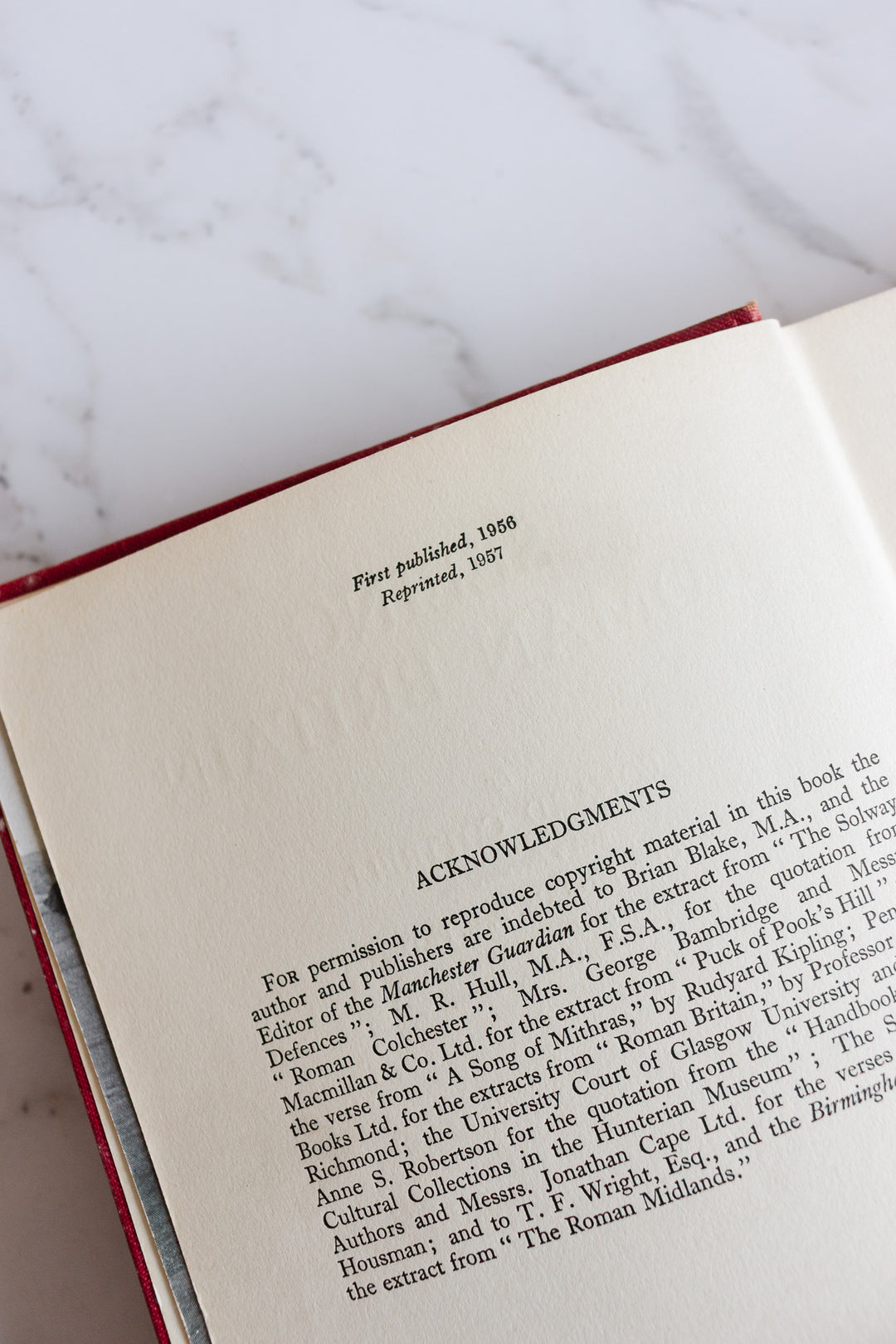 vintage english trio of hardcover books, shades of red