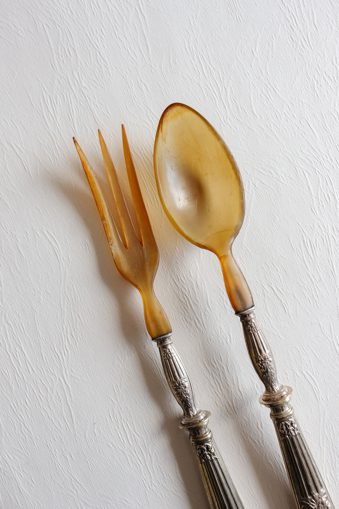 antique french silver and horn serving set