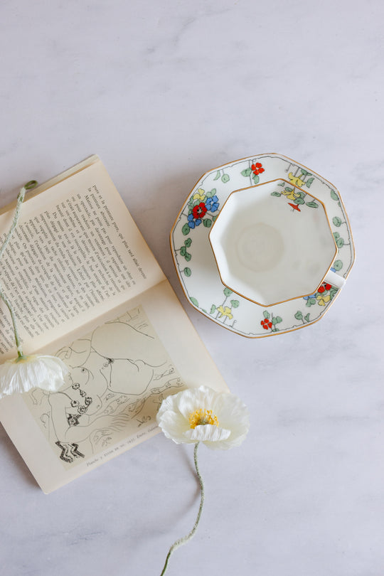 rare art deco hand painted teacup by royal doulton