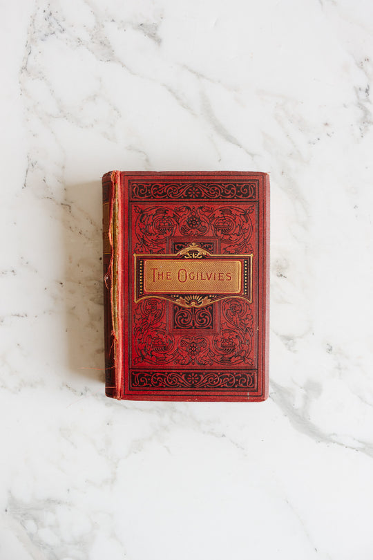 vintage english trio of hardcover books, shades of red